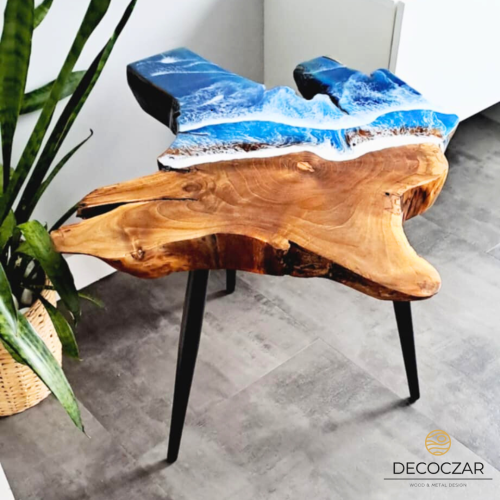 Stolik drewniany kawowy orzech włoski plaster drewna