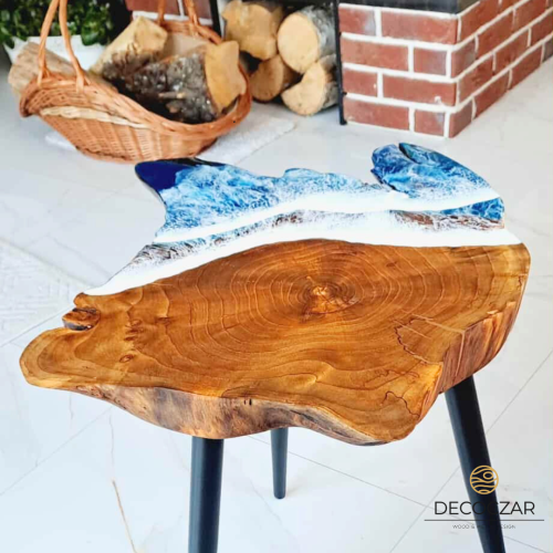 Stolik drewniany kawowy orzech włoski plaster drewna