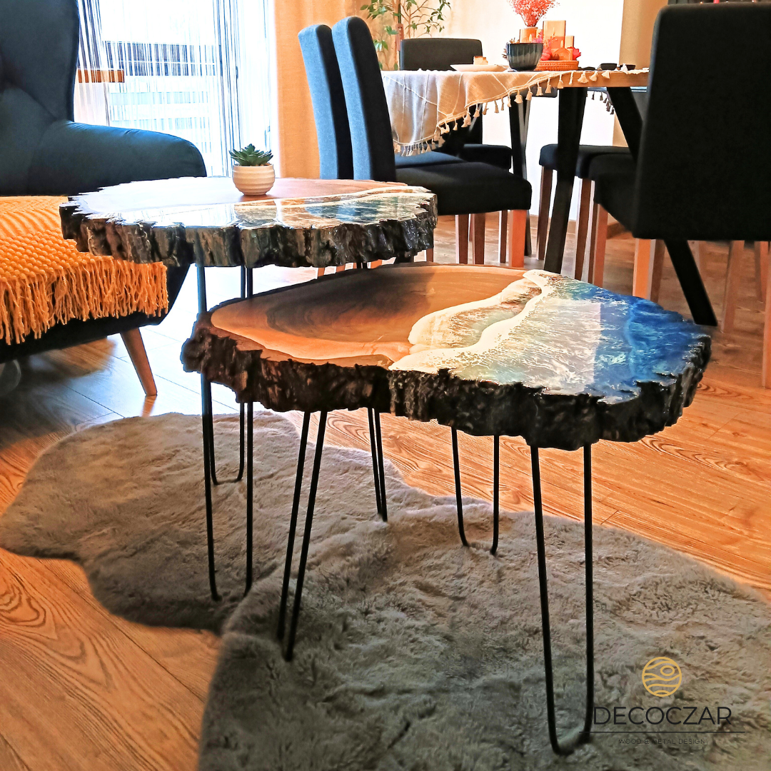 Komplet stolików morskich - orzech włoski - obrazek 2