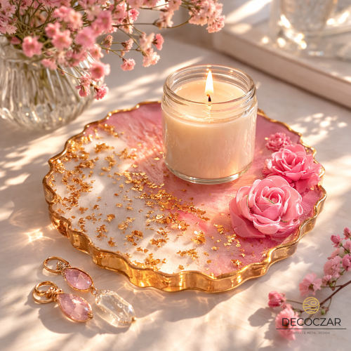 PODKŁADKI "OGRÓD W ŻYWICY" SŁODKA RÓŻA  2 SZT